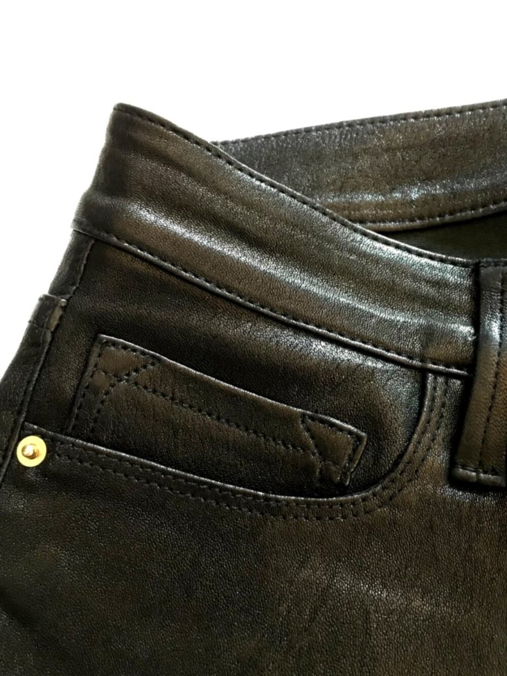 Frame Le Crop Mini Boot Leather Pants Womens 26 Black High Rise Waist Stretch - Picture 6 of 15